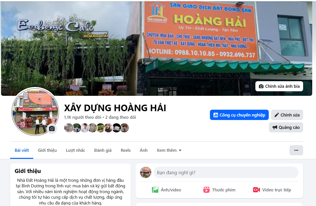 Kênh Facebook của bất động sản Hoàng Hải
