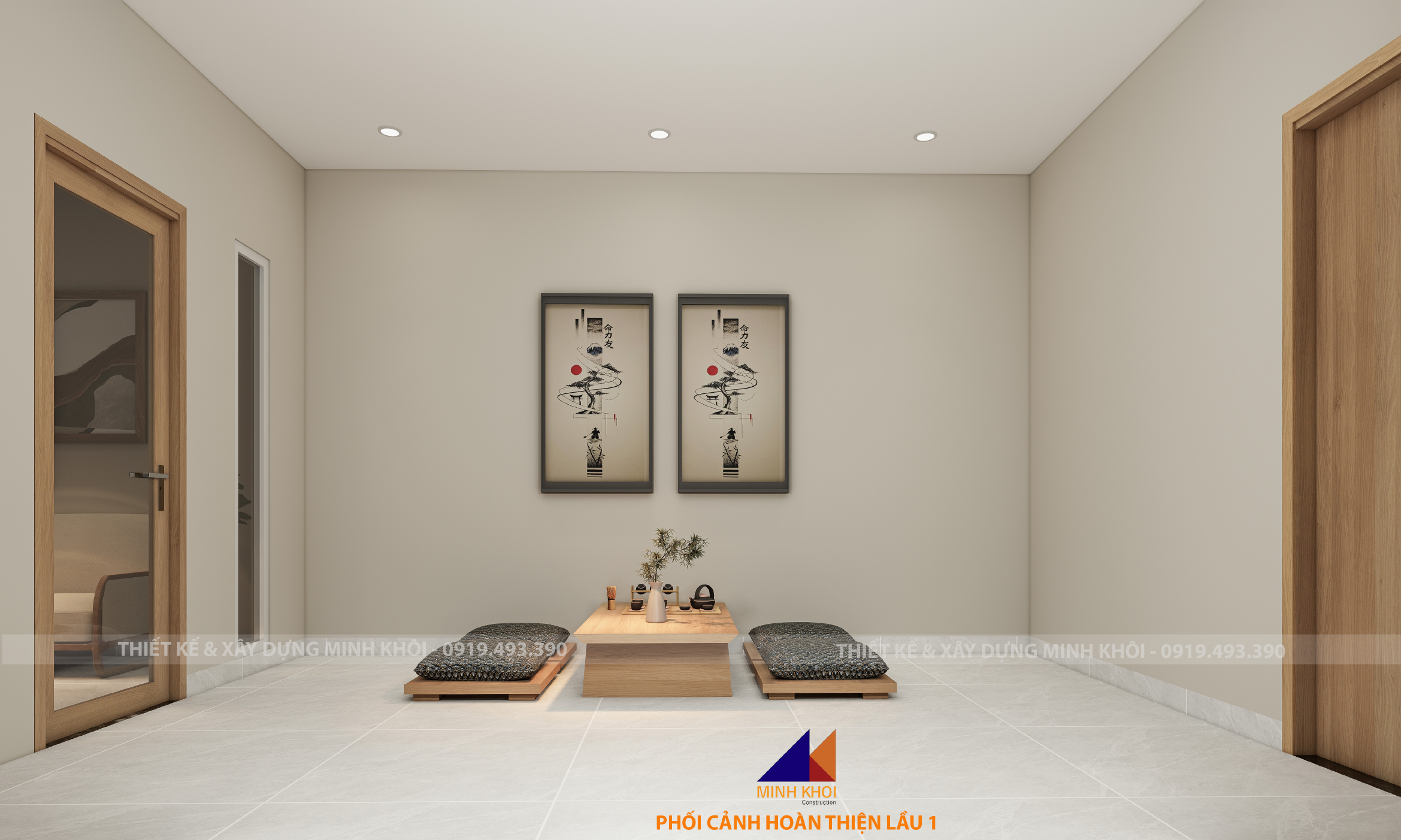 phòng sinh hoạt chung dự án hoàn thiện lầu 1 nhà phố ecolakes C3-28