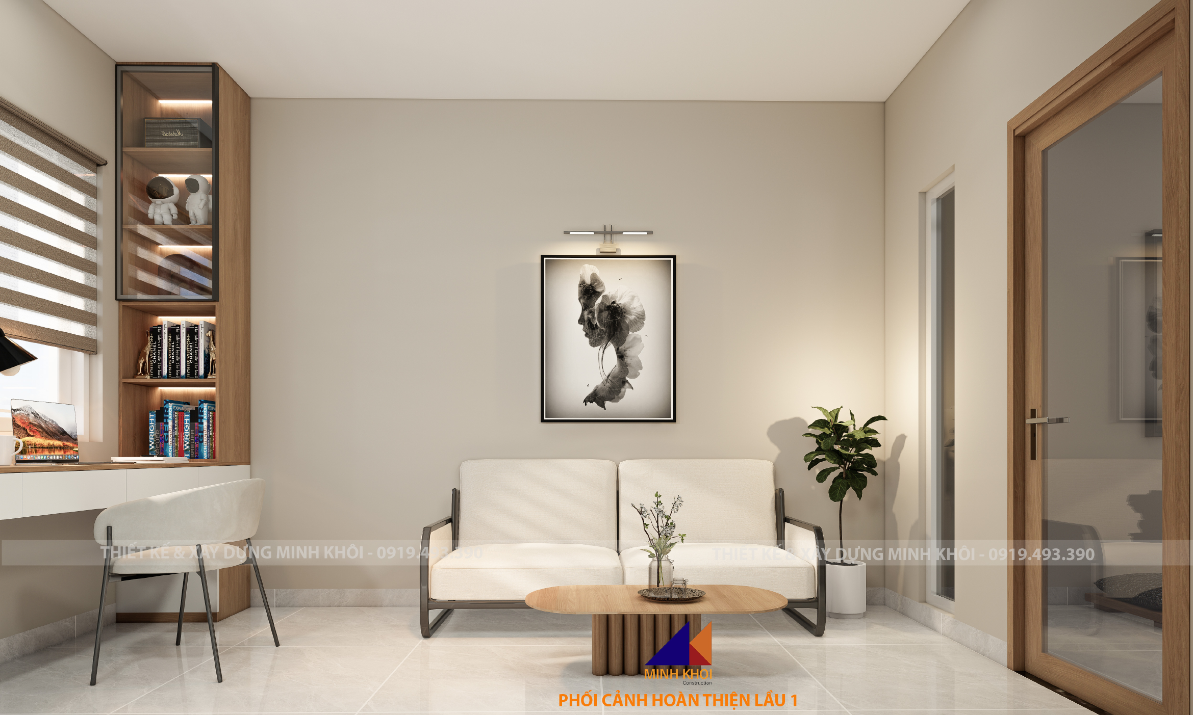 phòng sinh hoạt chung dự án hoàn thiện lầu 1 nhà phố ecolakes C3-28