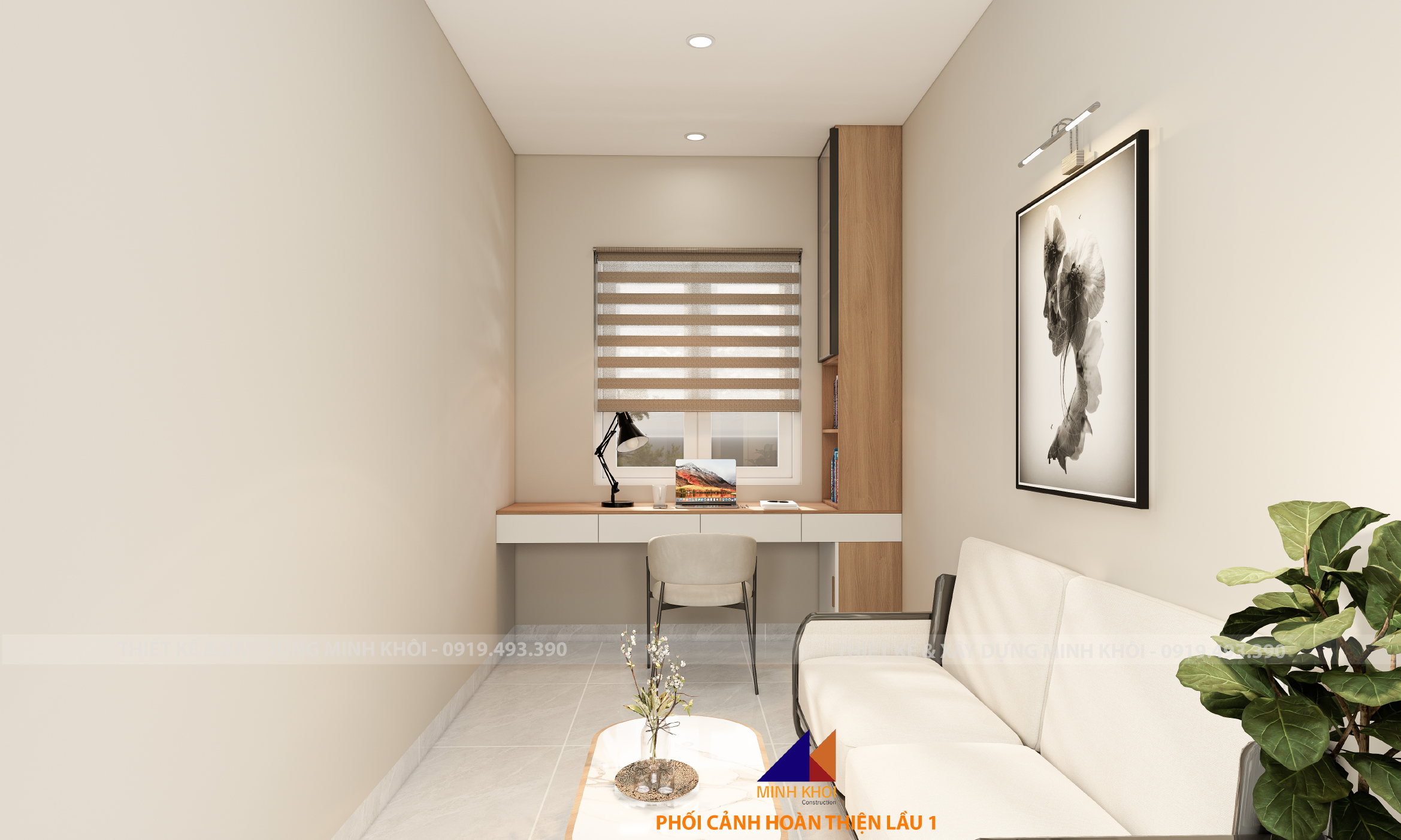 phòng sinh hoạt chung dự án hoàn thiện lầu 1 nhà phố ecolakes C3-28