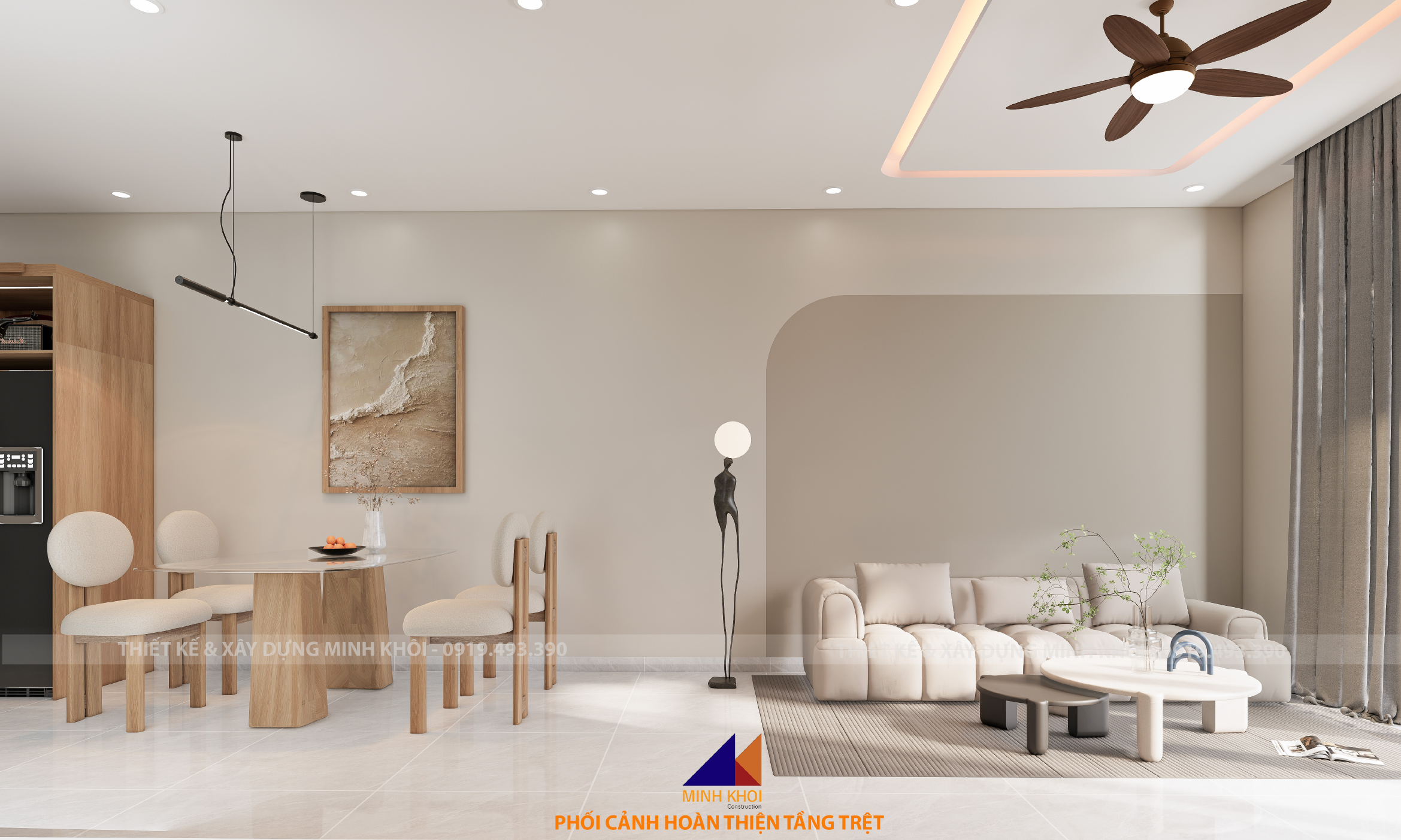 dự án hoàn thiện nhà phố phòng khách ecolakes C3-28