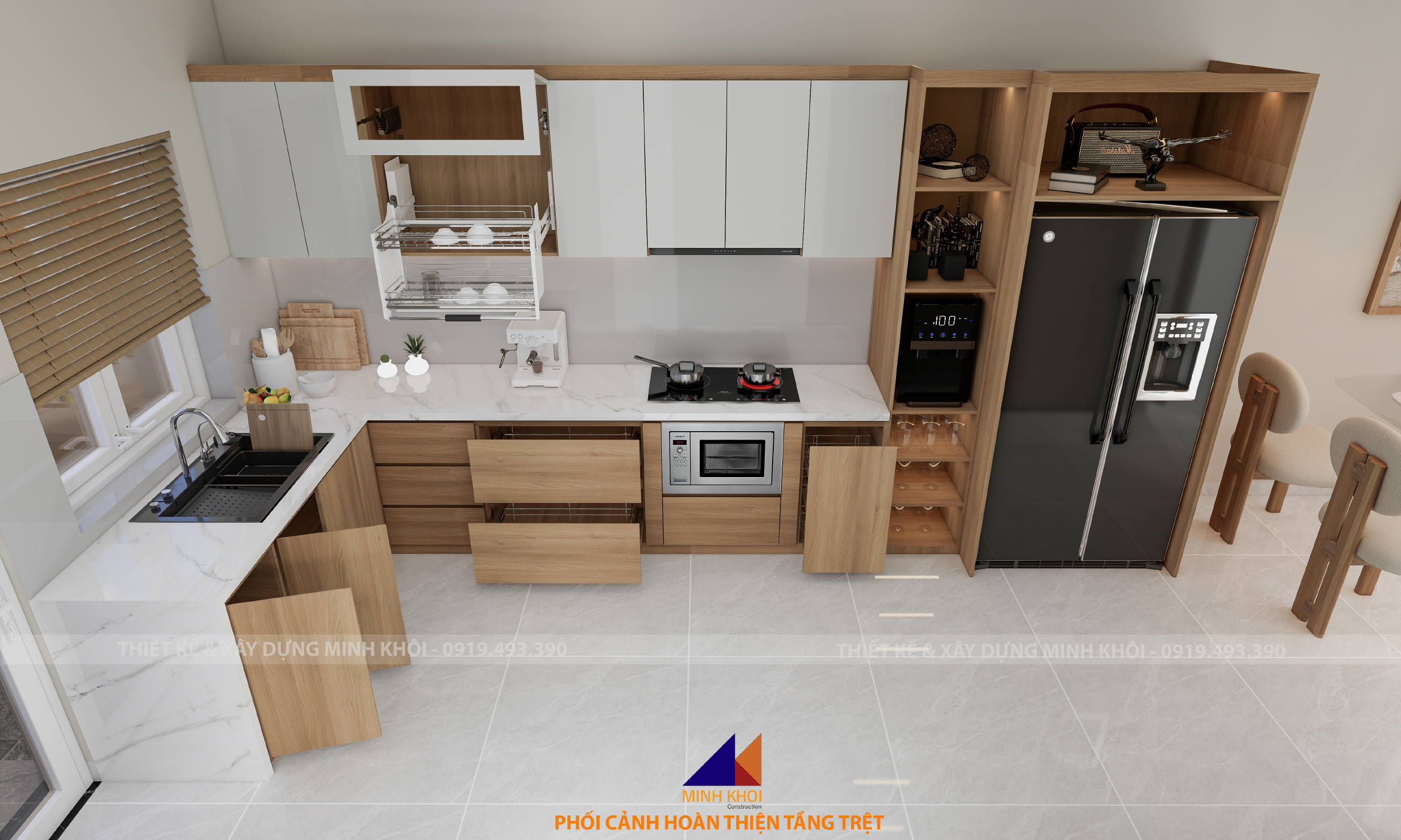 Khu bếp & bàn ăn trong dự án hoàn thiện nhà phố ecolakes C3-28